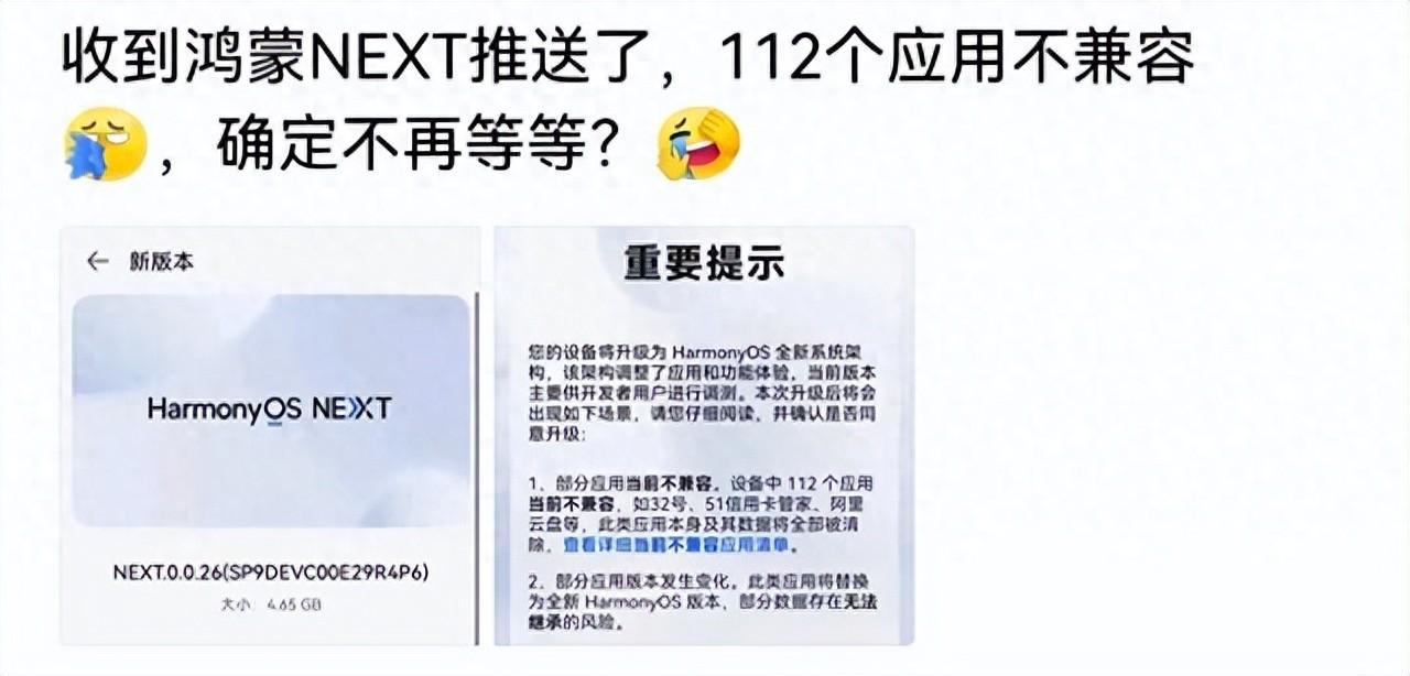 華為“不兼容”112個(gè)應(yīng)用,鴻蒙Next第二批來(lái)了,安卓該怎么辦?